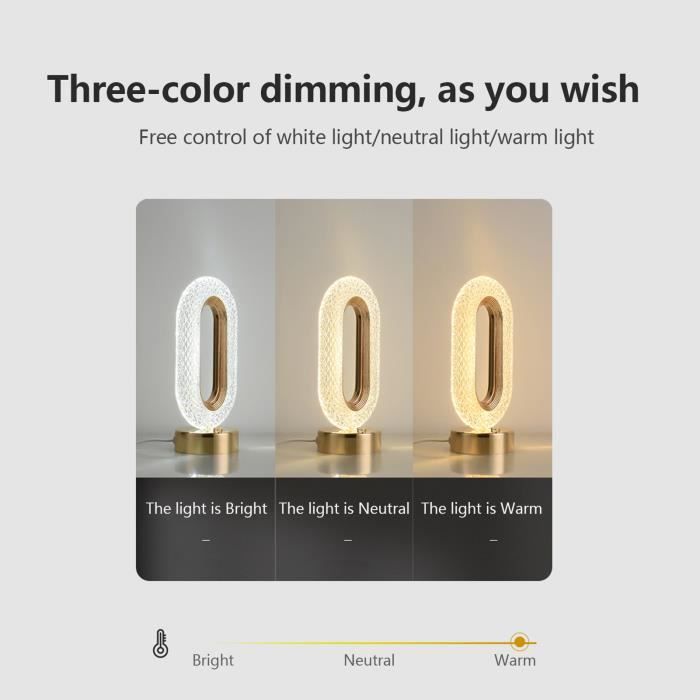 RHO- lampe de chevet en cristal à LED LED cristal lampe de chevet lumière luxe tactile interrupteur 2000mAh maison couleurs