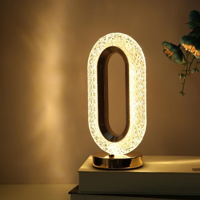RHO- lampe de chevet en cristal à LED LED cristal lampe de chevet lumière luxe tactile interrupteur 2000mAh maison couleurs